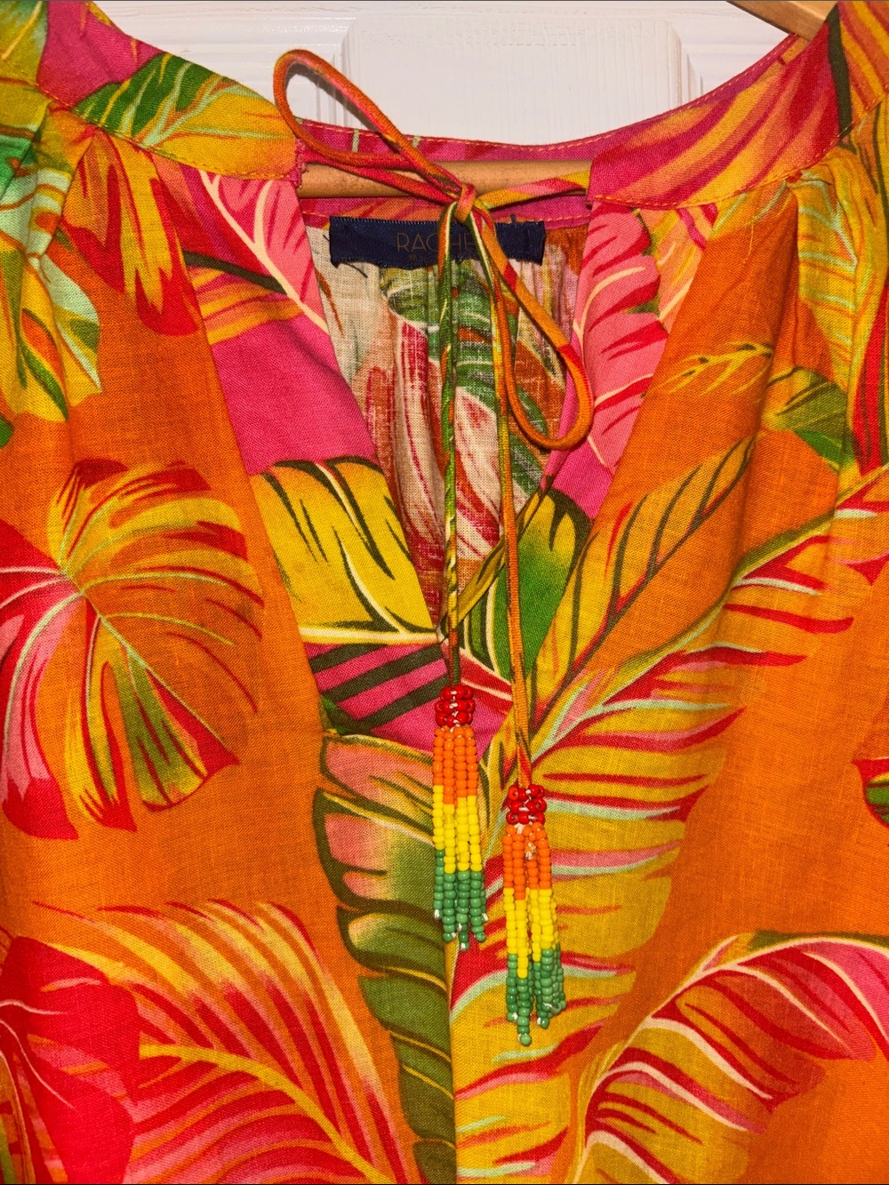 RACHEL Rachel Roy Orange Tunic with Pink and Green Tropical Print - Picture 3 of 8